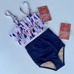 NWT - Kortni Jeane Swim - 2/3 - Abstract Dot Blue Stars